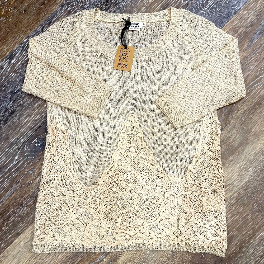 NWT, Holly Bracken, Sz TU. lace sweater